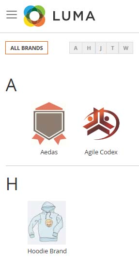 brand page on frontend