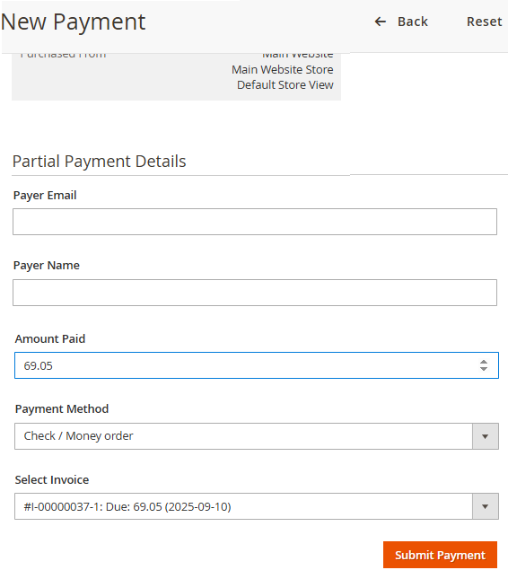 Magento 2 New Payment Entry