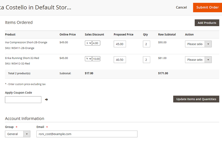 Magento 2 Sales Order Item Editing